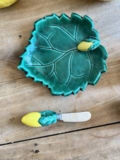 Vintage lemon butter dish in Vallauris slip