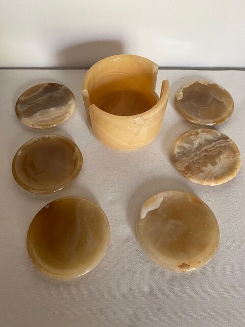Set of 6 onyx glasses coasters