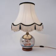 Lampe de table antique en verre mercure, galion et navire, soufflé à la main, années 1920, anglais, recâblé