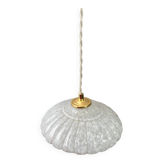 White Clichy glass pendant light in the shape of a flower - 1930s - 3 available