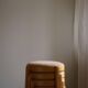 Modern Swedish, set of 14 stackable stools in birch and hessian fabric, 1980s.