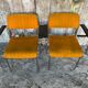 Pair of Vintage 1970s Chrome Metal Armchairs with Orange Fabric and Wood