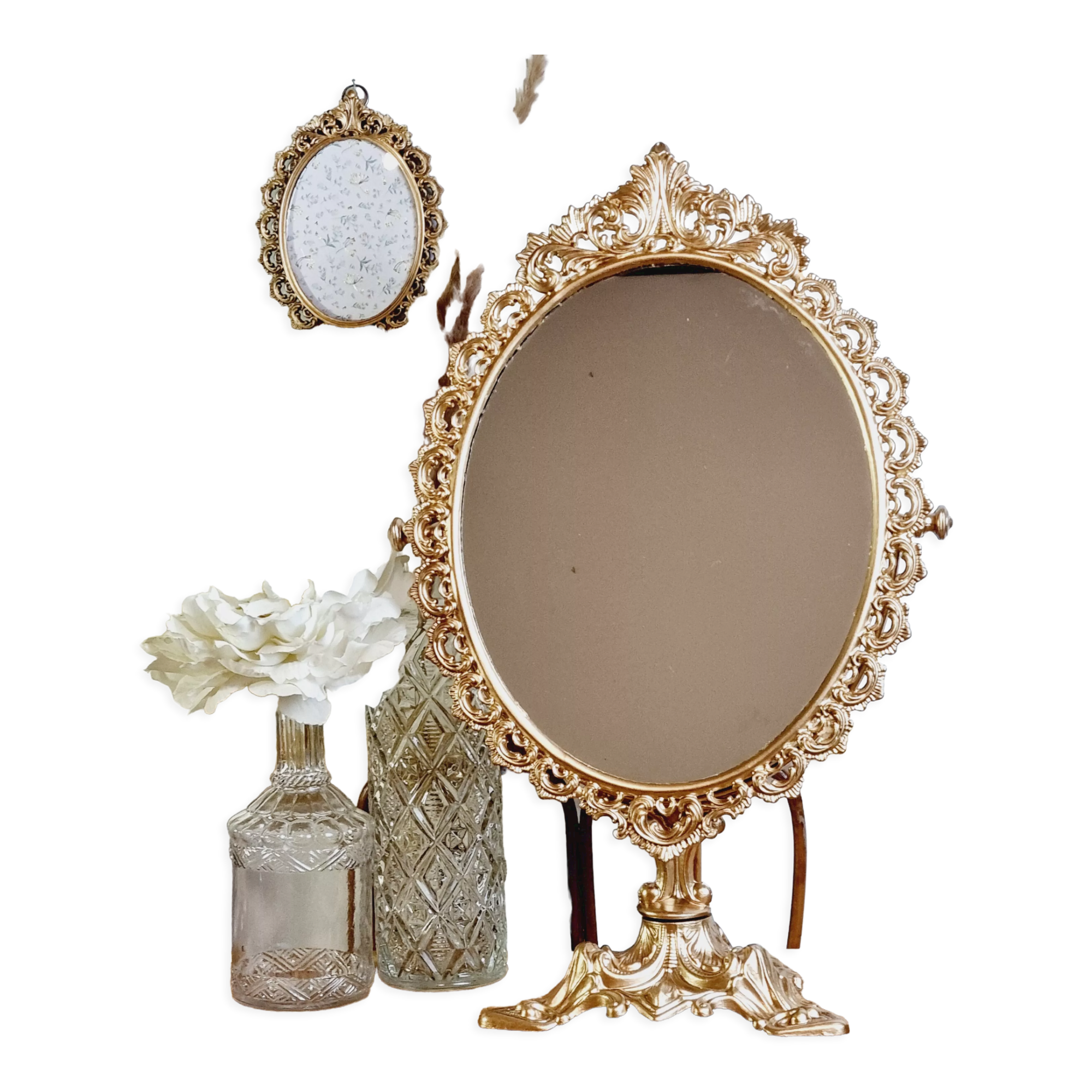 Golden metal psyche mirror 30x50cm