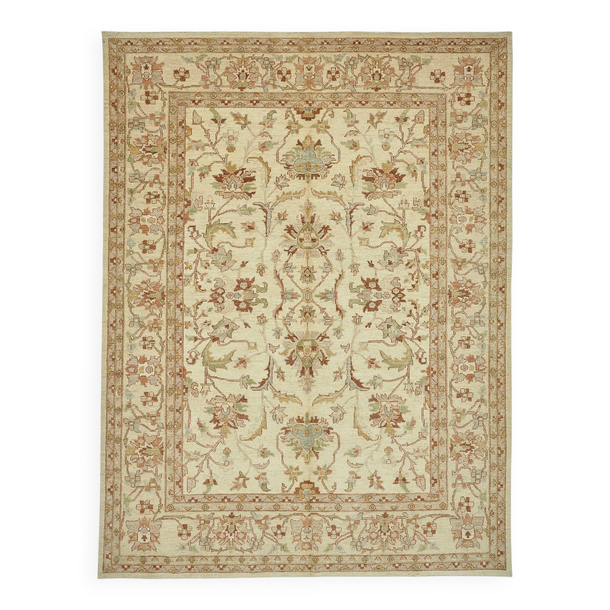 Tapis Oushak en laine noué à la main turc 268 cm x 355 cm