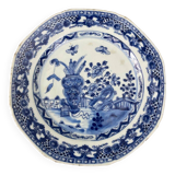 Blue and white China plate decorated with butterflies late 19th century