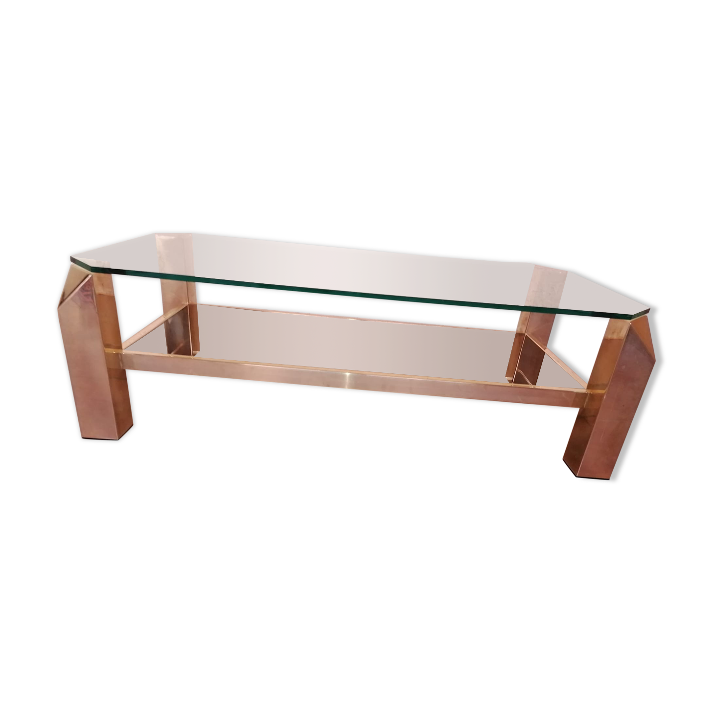 Gold-gold vintage coffee table fin 23carats by Belgo Chrome