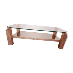 table basse vintage dorée à l'or fin 23carats par belgo Chrome