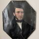 Old oil painting on octagonal canvas portrait countryside decoration