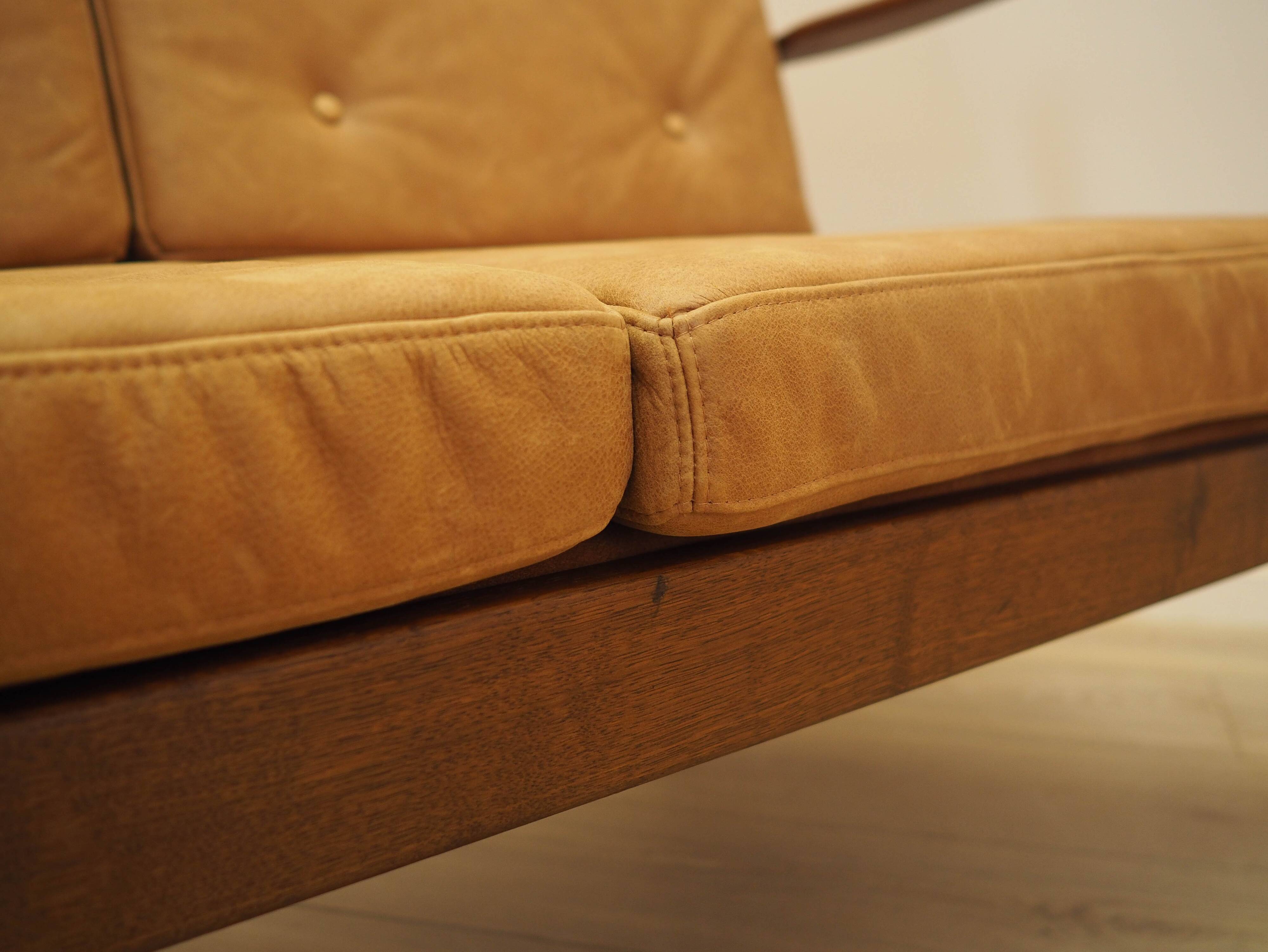 Danish oak sofa with leather upholstery, 1960s