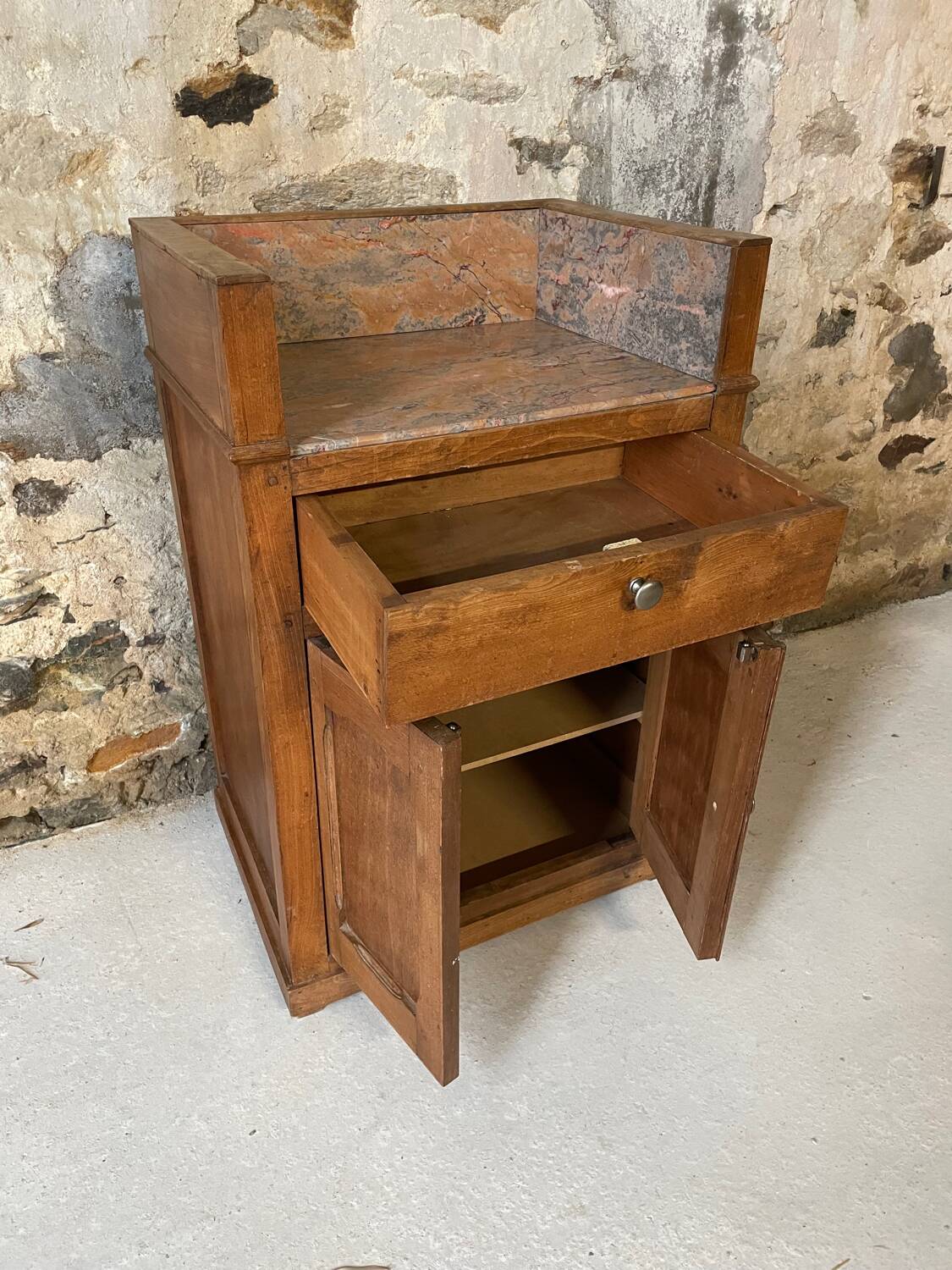 Meuble ancien bois et marbre