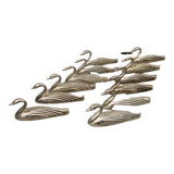 12 duck knife holders in silver metal
