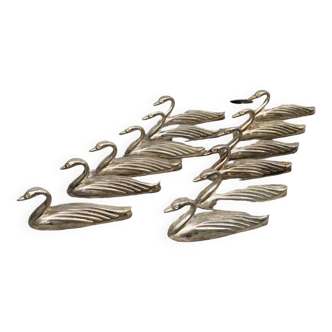 12 duck knife holders in silver metal