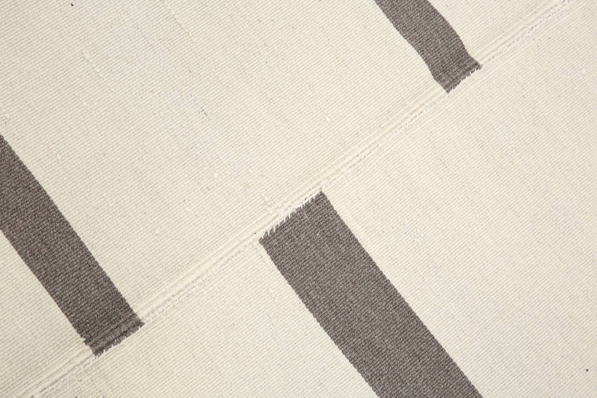 Beige & Gray Ethnic Kilim Rug, 225x276Cm