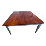 Table 140x140 dessus merisier  et pieds chêne gris