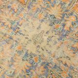 Medallion orange wool rug, beige orange vintage turkish rug 6x10 ft