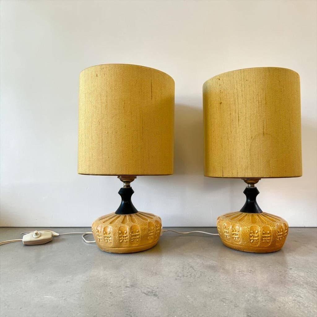 Set of 2 vintage ceramic table lamps / floor lamps