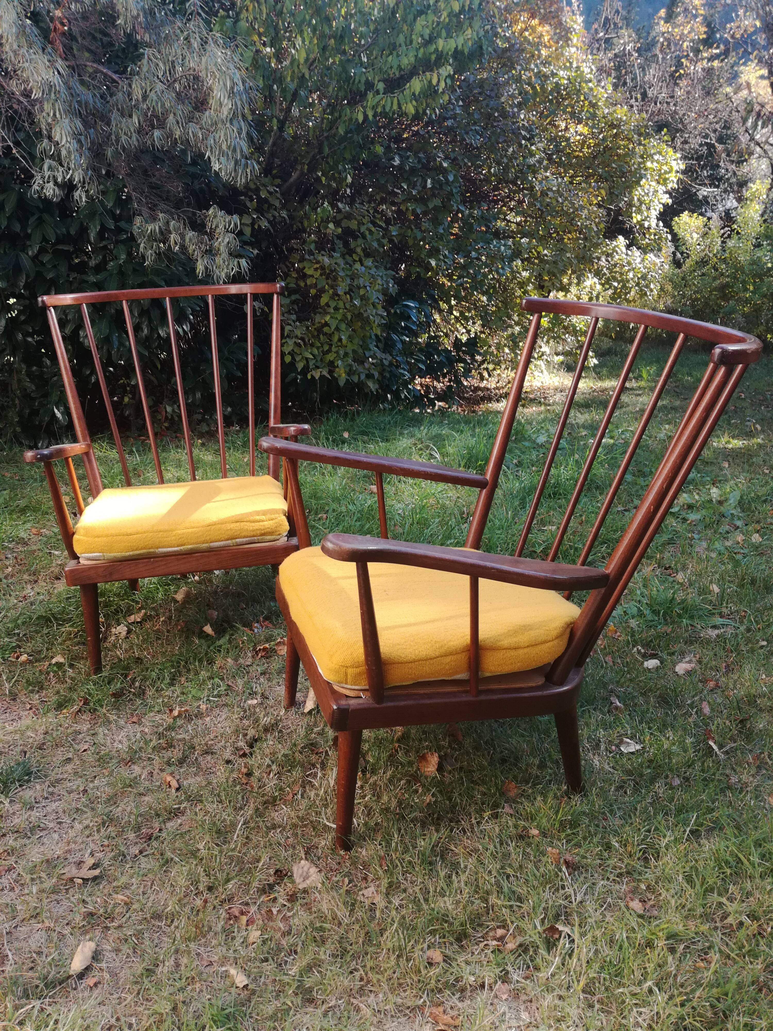 Pair of Baumann fan armchairs