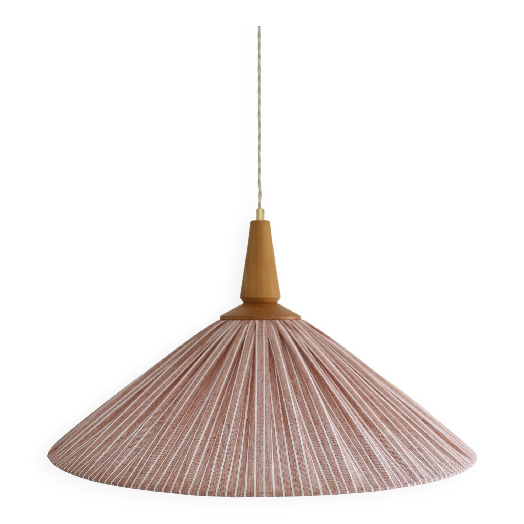 Suspension ELEONORE — 60 cm, lin et coton rayé terra