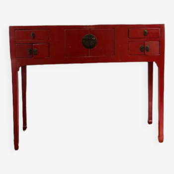 Console chinoise laquée rouge début XXe