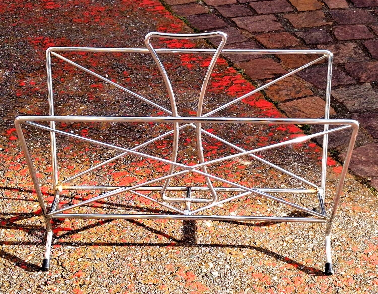 Vintage chrome metal magazine rack