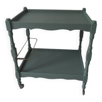 Serving cart, vintage rolling table sublimated in smoky green.