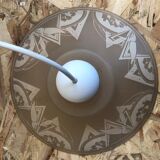 Old pair suspension vianne molded glass + decor + vintage white thread