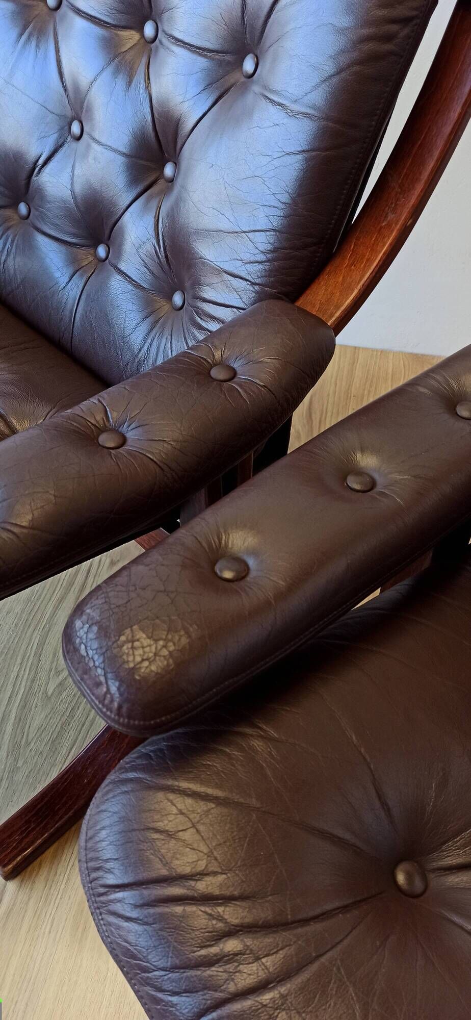 Norwegian Easy Chairs in Leather by Jon Hjortdal, Velledalen. Set of 2.