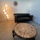 Old vintage leather and tubular metal sofa, design 70s