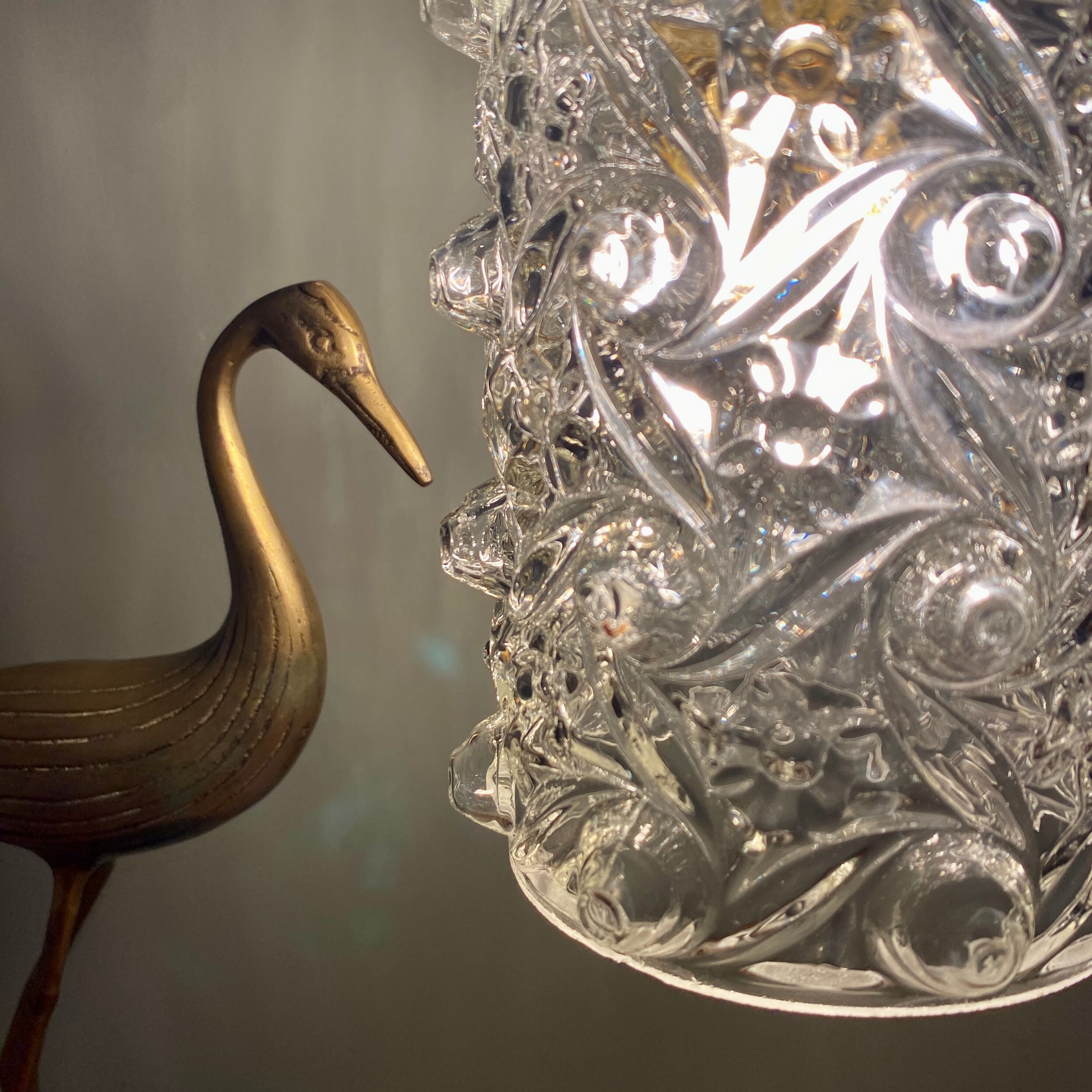 Vintage molded glass globe walker