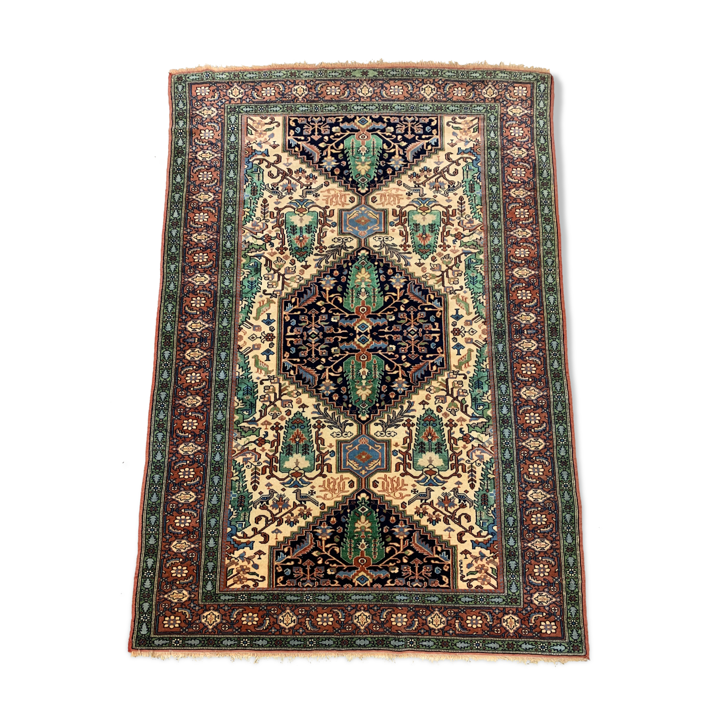 Vintage afghan ersari part silk rug 205x140 cm