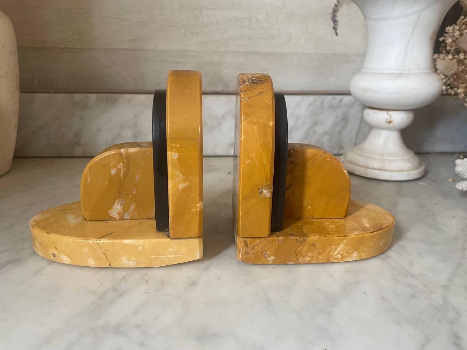 Pair of Art Deco marble bookends