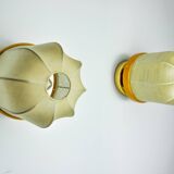 Pair of "cocoon" wall lights, resin and pine, Italy, 1970