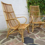 Pair of high rattan chairs