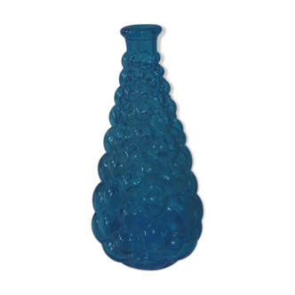 Carafe italienne verre bullé bleu clair