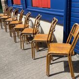 Set of sixteen industrial metal chairs from the 1960s