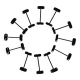 Set of 12 black twisted wrought iron knife holders from the 50s