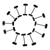 Set of 12 black twisted wrought iron knife holders from the 50s