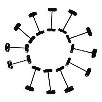 Set of 12 black twisted wrought iron knife holders from the 50s