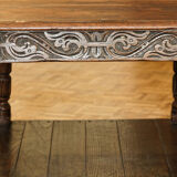 Carved solid oak coffee table
