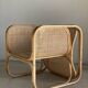 Amsterdam rattan armchair with U-shaped armrest, squared canework