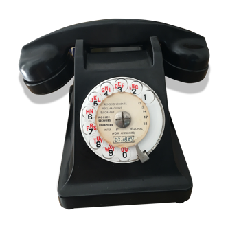 Téléphone ancien année 60 en bakelite noir