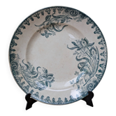 Old ceramic plate Terre de Fer Ste Amandinoise model Iris