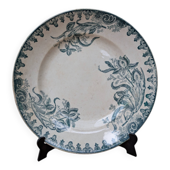 Ancienne assiette en céramique Terre de Fer Ste Amandinoise modèle Iris