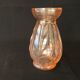 Antique art deco hyacinth vase in pink molded glass leaf pattern