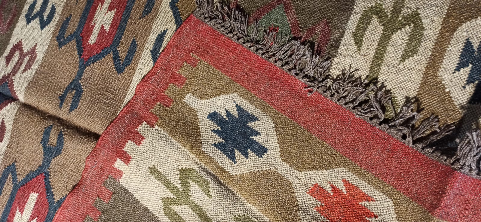 Kilim carpet in burlap and cotton - 120cm x 180cm