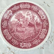 Set of 6 hollow plates in opaque porcelain Villeroy & Boch model Rusticana red English décor