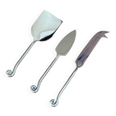 Set of 3 aesthetically designed spiral/whirling cheese knives – 18-10 Stainless Steel