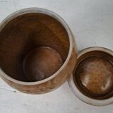 Enamelled stoneware pot signed Denbac