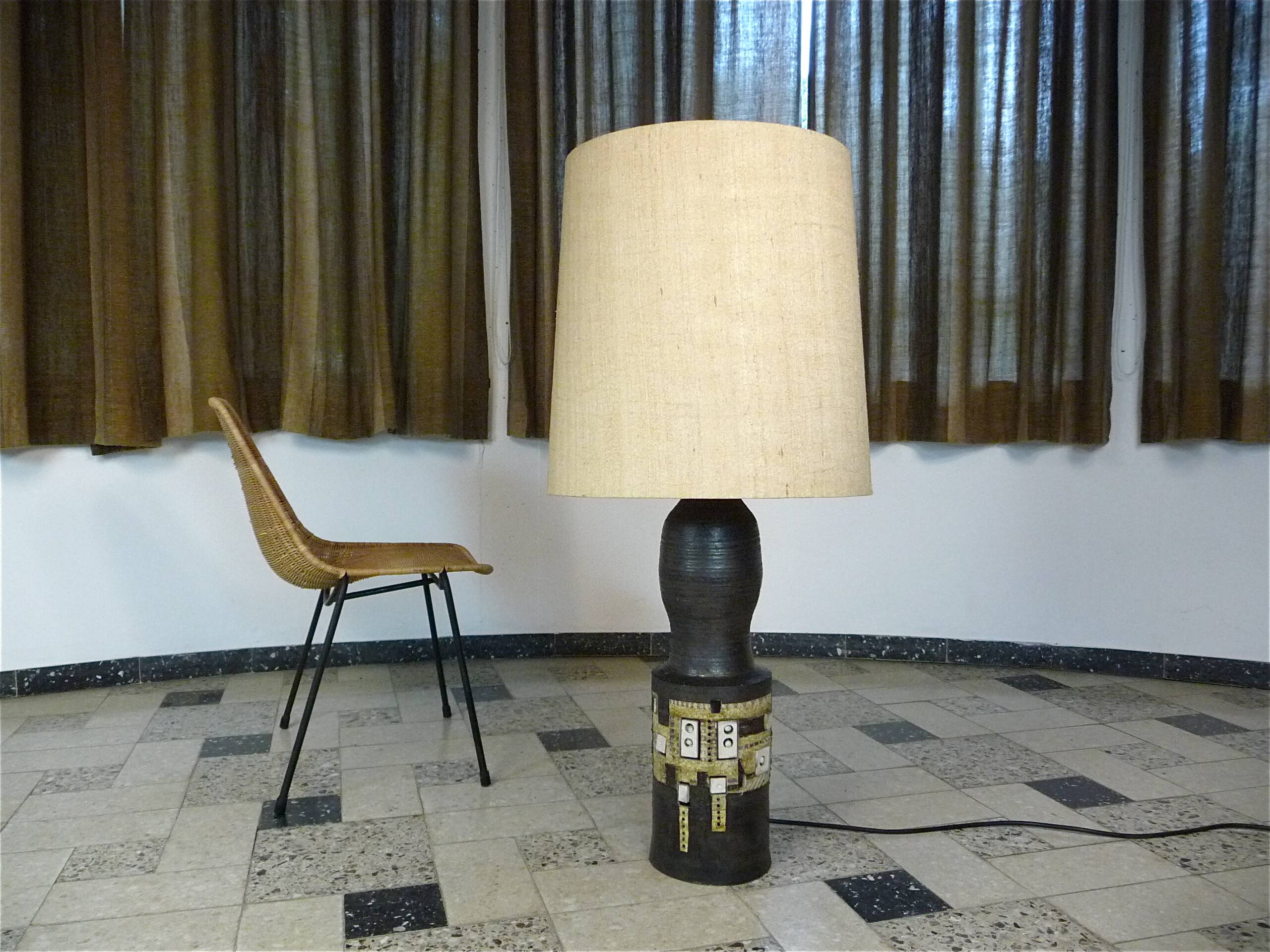 Set of 2 Ceramic Large Floor or Table Lamps by Georges Pelletier for Accolay, France 1960s