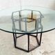 Table Roche Bobois glass and metal of the 80